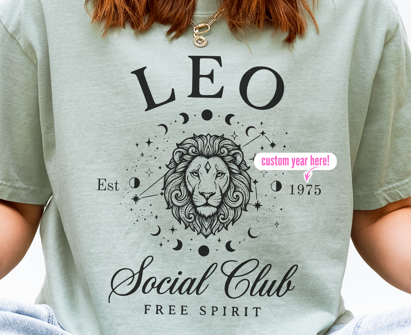 Custom Zodiac Social Club Shirt – Personalized Year Tee, Astrology Graphic Tee, Leo Virgo Aries Zodiac Shirt, Boho Celestial Shirt, Comfort Colors 1717