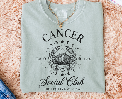 Custom Zodiac Social Club Shirt – Personalized Year Tee, Astrology Graphic Tee, Leo Virgo Aries Zodiac Shirt, Boho Celestial Shirt, Comfort Colors 1717
