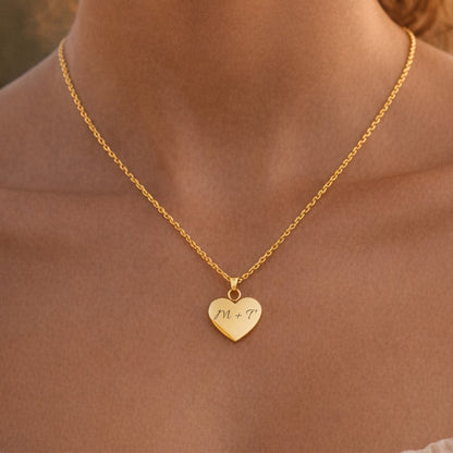 Personalized Heart Name Necklace | Custom Engraved Necklace | Sterling Silver or 14K Gold Plated | 18" Chain | Custom Gift for Mom, Grandma, Mimi