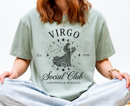 Custom Zodiac Social Club Shirt – Personalized Year Tee, Astrology Graphic Tee, Leo Virgo Aries Zodiac Shirt, Boho Celestial Shirt, Comfort Colors 1717