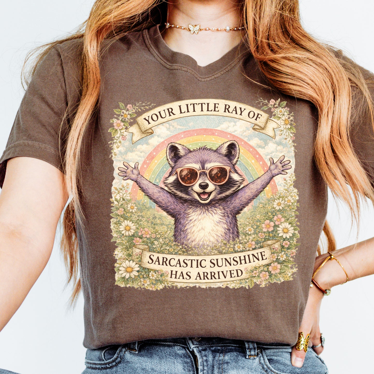 Sarcastic Sunshine Raccoon Shirt – Funny Retro Graphic Tee – Comfort Colors 1717