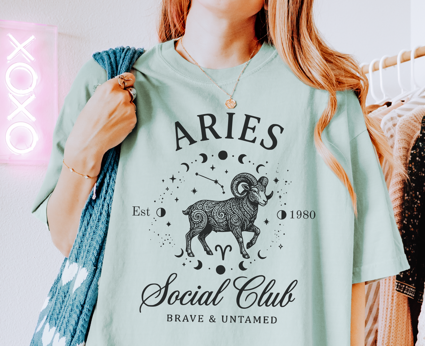 Custom Zodiac Social Club Shirt – Personalized Year Tee, Astrology Graphic Tee, Leo Virgo Aries Zodiac Shirt, Boho Celestial Shirt, Comfort Colors 1717