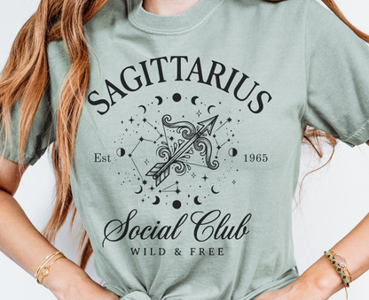 Custom Zodiac Social Club Shirt – Personalized Year Tee, Astrology Graphic Tee, Leo Virgo Aries Zodiac Shirt, Boho Celestial Shirt, Comfort Colors 1717