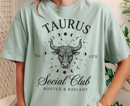 Custom Zodiac Social Club Shirt – Personalized Year Tee, Astrology Graphic Tee, Leo Virgo Aries Zodiac Shirt, Boho Celestial Shirt, Comfort Colors 1717