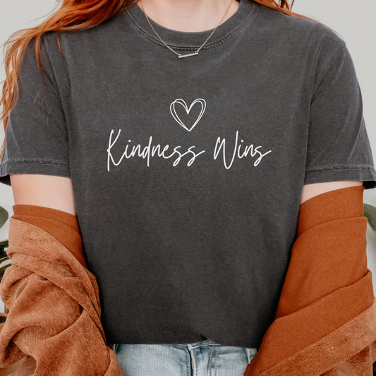 Kindness Wins Graphic Tee - Comfort Colors 1717. - Pepper