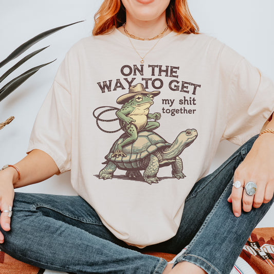 On the Way to Get My Sh*t Together Frog Graphic Tee - Comfort Colors 1717 Ivory