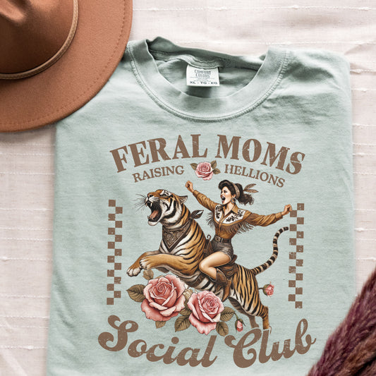 Feral Moms Social Club Shirt – Funny Mom Life Western Tee - Custom Colors 1717 Bay